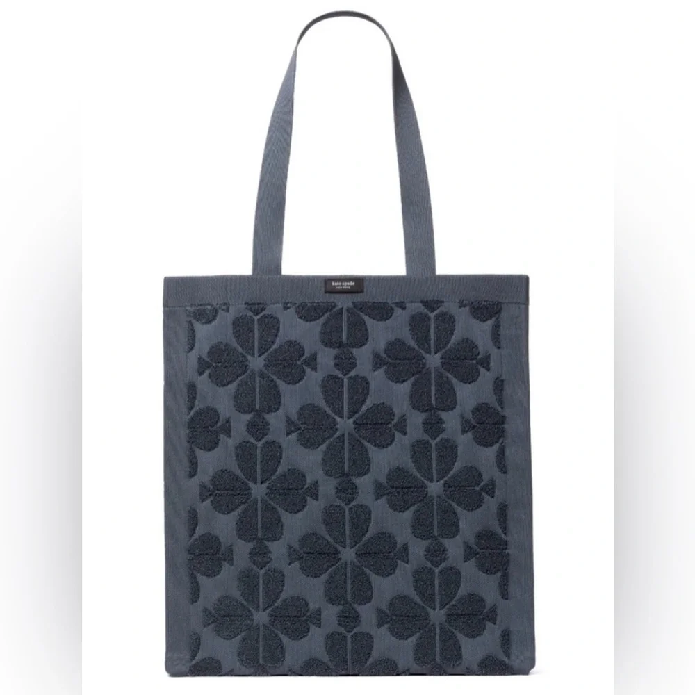 Kate Spade Brooke Terry Carryall Large Tote in Dark Blue with Bag Charm - Picture 2 of 11